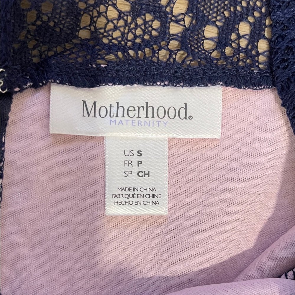 Motherhood Navy and Pink Lace Midi Dress - Picture 2 of 6
